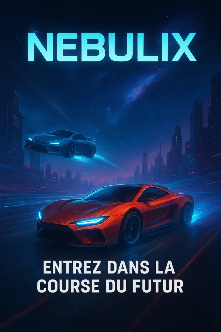 Course futuriste sous ciel cosmique